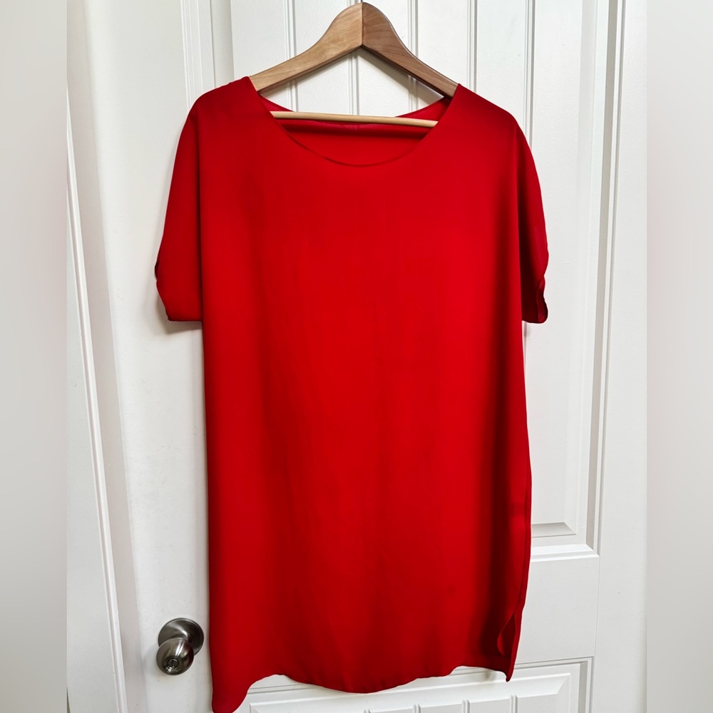 OAK + FORT Red Lightweight Shift Mini Dress. Size S